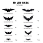 3D Halloween LED-natlampe med flagermus til festlige lejligheder, udstillingsvinduer og garagedekoration.