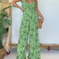 2024 New Floral Hosenträger Jumpsuit mit weitem Bein