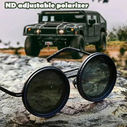 🔥Justerbare polariserede runde solbriller med farvet glas (50 % RABAT)