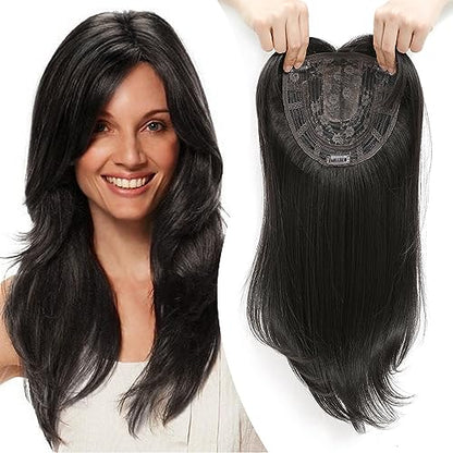 Top per Layered Hairpieces med pandehår til kvinder med tyndt hår