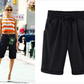 Plus Size Solid Color Elastische Taille Lose Cropped Shorts