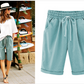 Plus Size Solid Color Elastische Taille Lose Cropped Shorts
