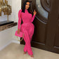 Frauen 2 Stück lässig lange Ärmel hohe Taille Quaste Fransen Outfits Jumpsuit Set