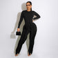 Frauen 2 Stück lässig lange Ärmel hohe Taille Quaste Fransen Outfits Jumpsuit Set