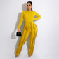 Frauen 2 Stück lässig lange Ärmel hohe Taille Quaste Fransen Outfits Jumpsuit Set