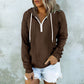 Casual langærmet sweatshirt med halv lynlås til kvinder