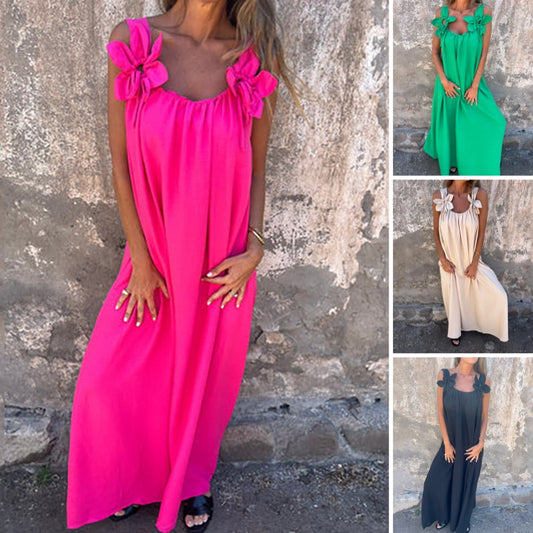⏳Begrenzte Zeit 50% Rabatt💥Elegantes Maxikleid mit Blumenmuster und Trägern für Damen