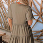⏳Begrenzte Zeit 50% Rabatt💥Damen-Stufenkleid mit Rüschenbesatz und V-Ausschnitt👚