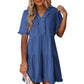 ⏳Begrenzte Zeit 50% Rabatt💥Damen-Stufenkleid mit Rüschenbesatz und V-Ausschnitt👚