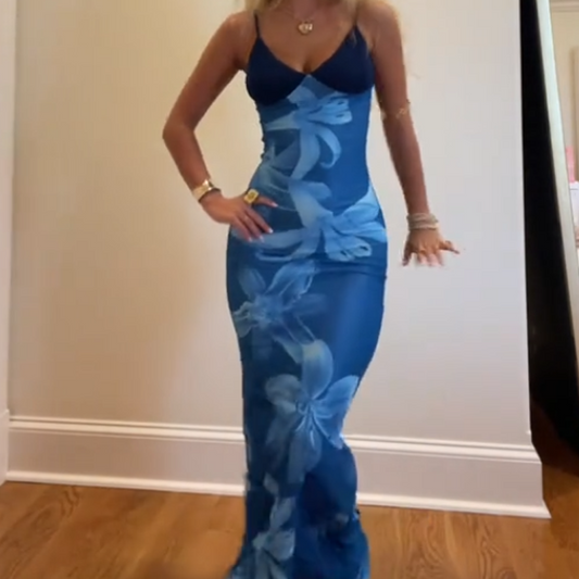 ⏳Begrenzte Zeit 50% Rabatt💥Geblümtes Bodycon-Maxi-Kleid mit schmalen Trägern