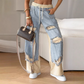 ⏳Begrenzte Zeit 50% Rabatt💥 Patchwork-Denim Elastische Bundweite Beine Hose