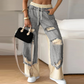 ⏳Begrenzte Zeit 50% Rabatt💥 Patchwork-Denim Elastische Bundweite Beine Hose